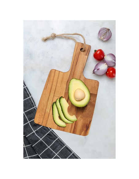 Tabla para cortar y servir con mango, 19,5 x 18,5 x 1,8 cm
