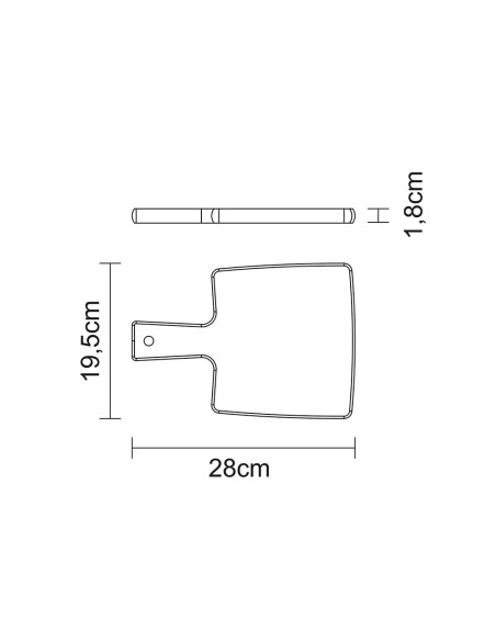Tabla para cortar y servir con mango, 19,5 x 18,5 x 1,8 cm