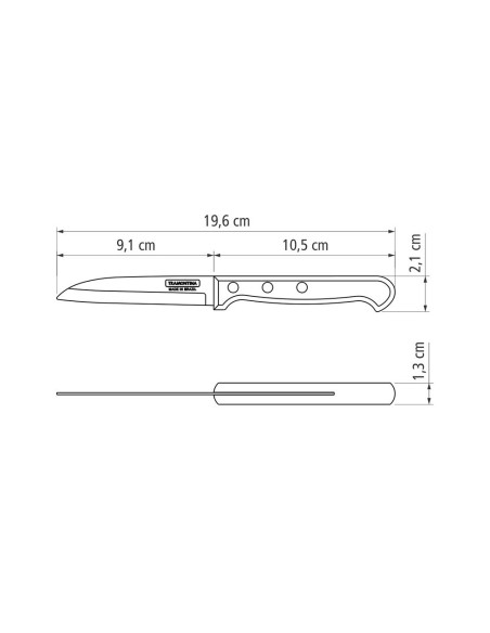 Cuchillo polywood castaño para verduras y frutas 9 cm