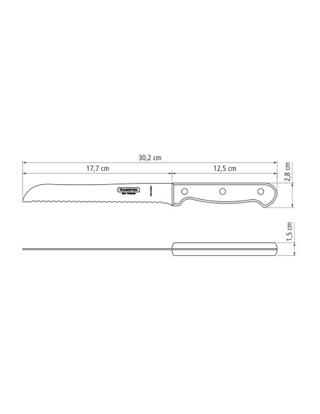 Cuchillo polywood castaño para pan 17,7 cm