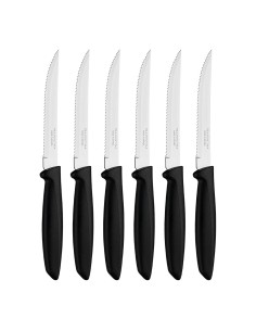 Cuchillos dentados para carne, plenus, negro, 6 uds