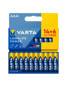 Pila alkalina longlife power aaa - lr03 blister 20 uds, 14 + 6, ø10,5 x 44,5 mm