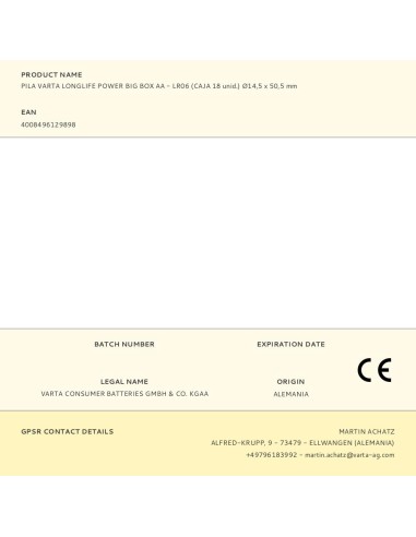 Pila alkalina longlife power big box aa - lr06...