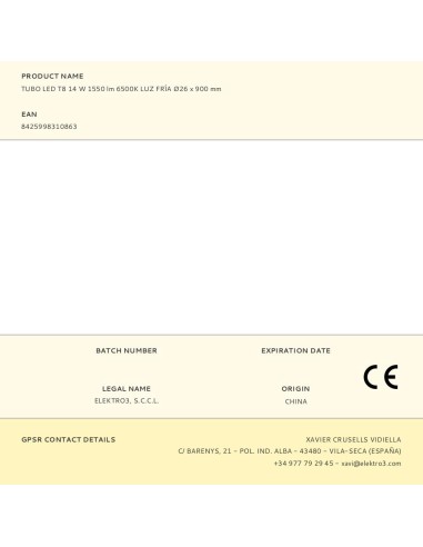 Tubo led t8, 14 w, 1550 lm, 6500 k, luz fría,...