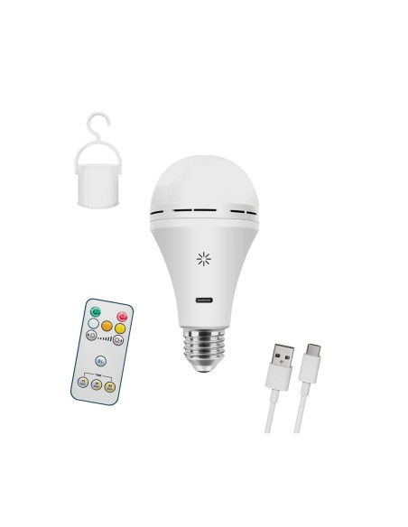 Bombilla led, recargable usb, e27, 6 w, 3cct, dimmable, 500 lm