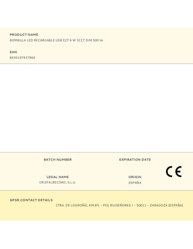 Bombilla led, recargable usb, e27, 6 w, 3cct,...