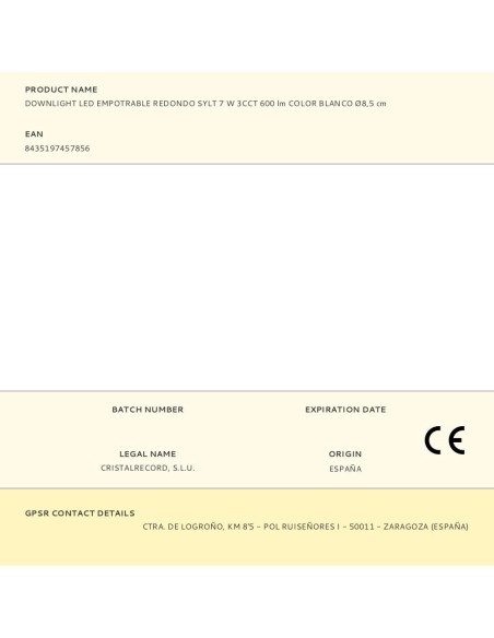 Downlight led, empotrable, redondo, sylt, 7 w, 3cct, 600 lm, color blanco, ø8,5 cm