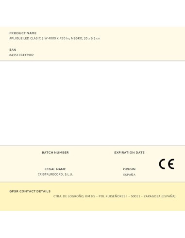 Aplique led classic, 3 w, 4000 k, 450 lm,...