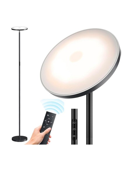 Lámpara de pie led dencel, 24 w, 3cct, dimmable, 2200 lm, negra, ø25 x 175 cm