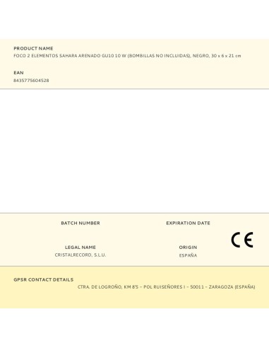 Foco 2 elementos sahara arenado, gu10, 10 w...