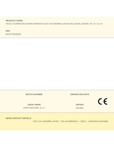 Foco 2 elementos sahara arenado, gu10, 10 w (bombillas no incluidas), negro, 30 x 6 x 21 cm