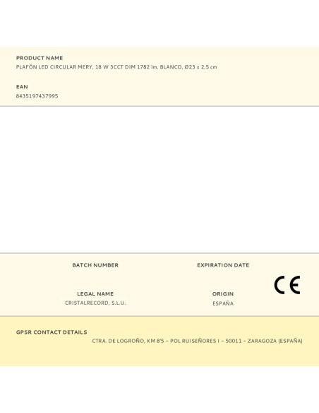 Plafón led circular, mery, 18 w, 3cct, 1782 lm, blanco, ø23 x 2,5 cm