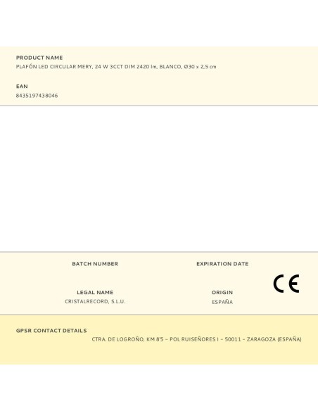 Plafón led circular, mery, 24 w, 3cct, 2420 lm, blanco, ø30 x 2,5 cm