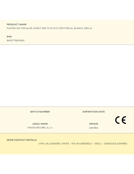 Plafón led circular, charly, 72 w, 3cct, 7290 lm, blanco, ø50 x 7 cm