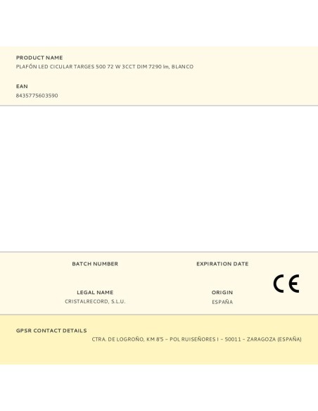 Plafón led circular, targes, 72 w, 3cct, 7290 lm, blanco, ø50 x 6,5 cm