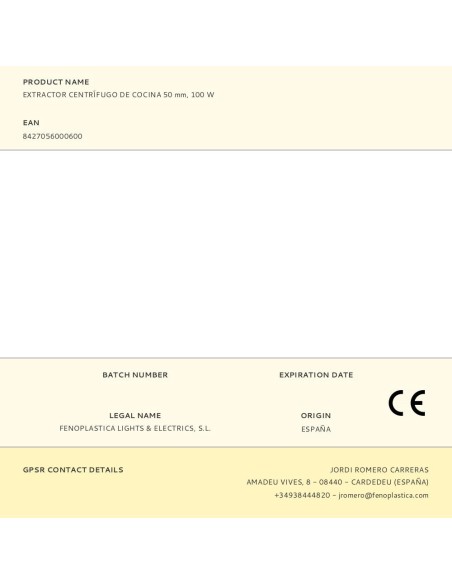 Extractor centrífugo de cocina, chef 50, 106 w