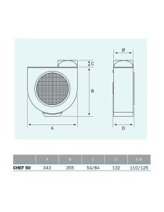 Extractor centrífugo de cocina, chef 60, 136 w 2