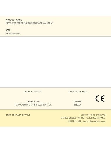 Extractor centrífugo de cocina, chef 60, 136 w