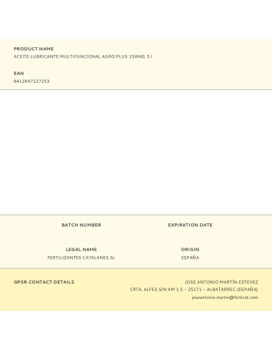 Aceite lubricante multifuncional agro plus...