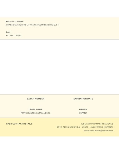 Grasa de jabón de litio, arga complex litio 2,...