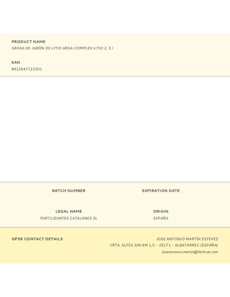 Grasa de jabón de litio, arga complex litio 2, 400 g