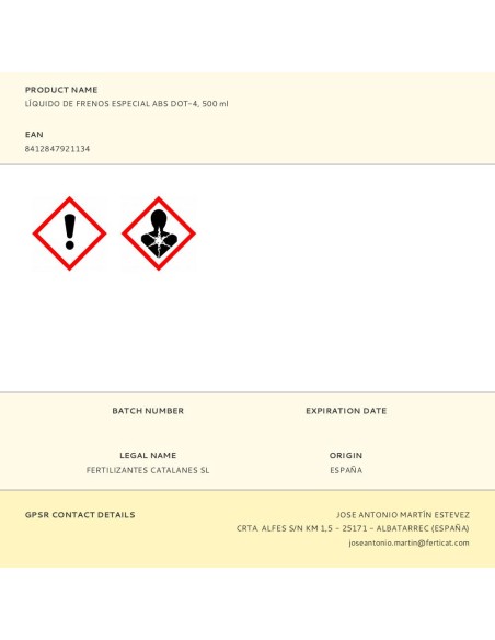 Líquido de frenos especial abs, dot-4, 500 ml