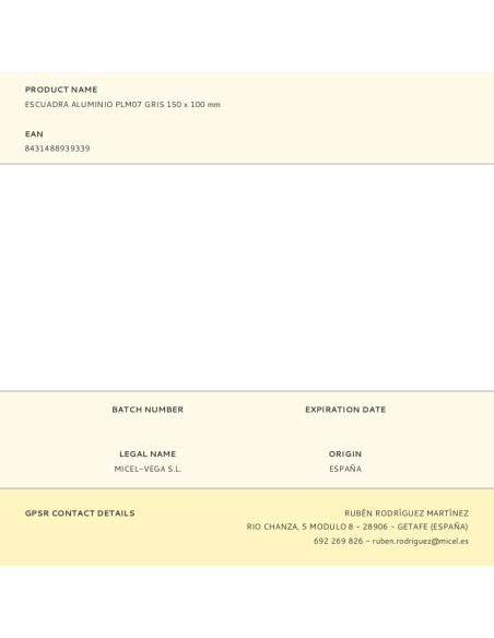 Escuadra aluminio plm07 gris 150 x 100 mm