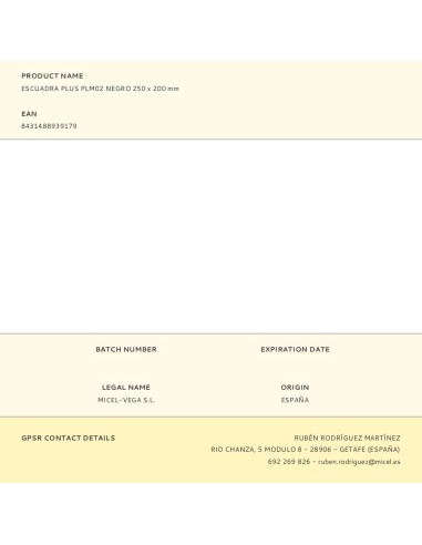 Escuadra plus plm02 negro 250 x 200 mm