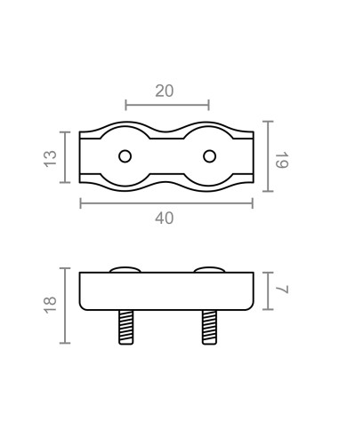 Sujetacable plano doble sjt02, 4 mm,...