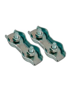 Sujetacable plano doble sjt02, 5 mm, galvanizado, blister 2 uds