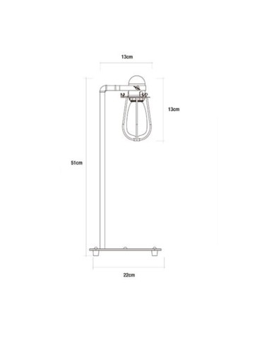 Lámpara de mesa vintage metalica e27 60w 22 x 51cm