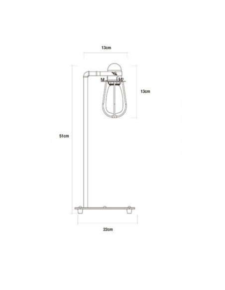 Lámpara de mesa vintage metalica e27 60w 22 x 51cm
