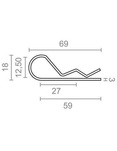 Pasador ps14 forma r, 3 mm, galvanizado,...