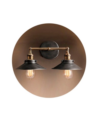 Aplique de pared doble vintage metalico e27 60 w 63 x 29 cm