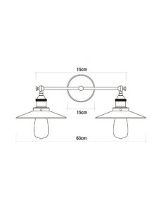 Aplique de pared doble vintage metalico e27 60 w 63 x 29 cm 2