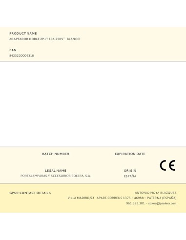 Adaptador doble 2p+t 10a 250 v~ blanco