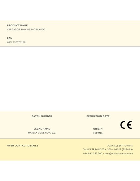 Cargador 30 w gan usb-c, blanco