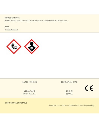 Aparato difusor líquido antimosquito + 2...