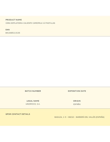 Cera depilatoria 12 pastillas camomila