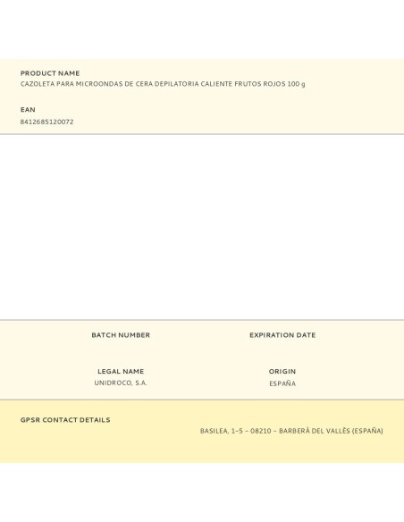 Cazoleta para microondas de cera depilatoria caliente frutos rojos 90 g
