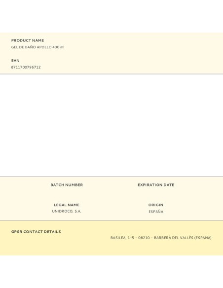 Gel de baño apollo 400 ml