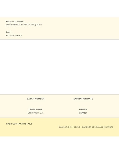 Jabón en pastilla 125 g, 2 uds