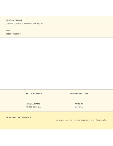 Loción corporal hidratante urea, 950 ml