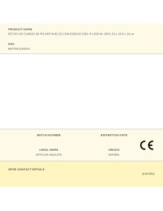 Estufa de cuarzo con ruedas 2302-r, 1200 w gris, 53 x 16 x 18,5 cm 2