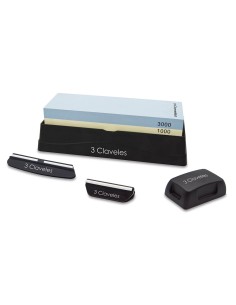 Piedra para afilar 1000/3000 con base, dos guias y rectificador