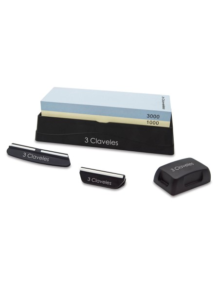 Piedra para afilar 1000/3000 con base, dos guias y rectificador