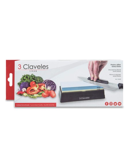Piedra para afilar 1000/3000 con base, dos guias y rectificador
