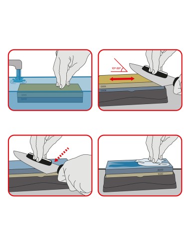 Piedra para afilar 1000/3000 con base, dos...