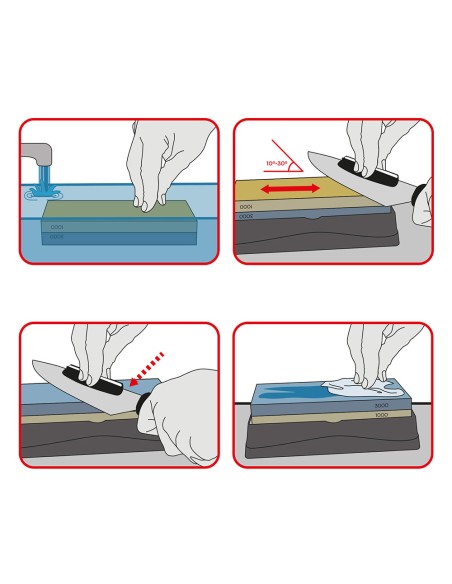 Piedra para afilar 1000/3000 con base, dos guias y rectificador