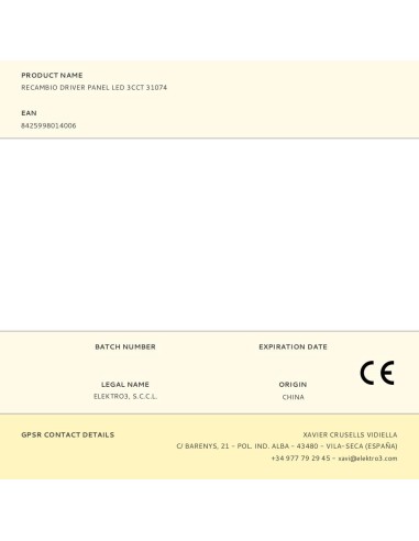 Recambio driver panel led 3cct 31074